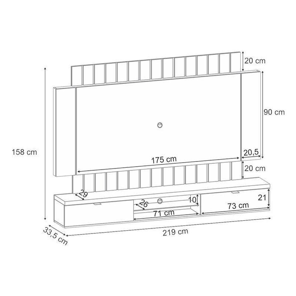 Home Suspenso Illusion 2.2 Preto Castanho E Aparador Infinity E Mesa De Centro Sky Castanho- Hb Móveis - 3