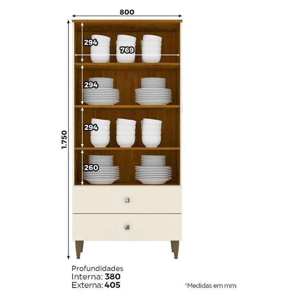 Cristaleira Liz E Aparador Buffet Ambar Off White Nature – Henn - 3