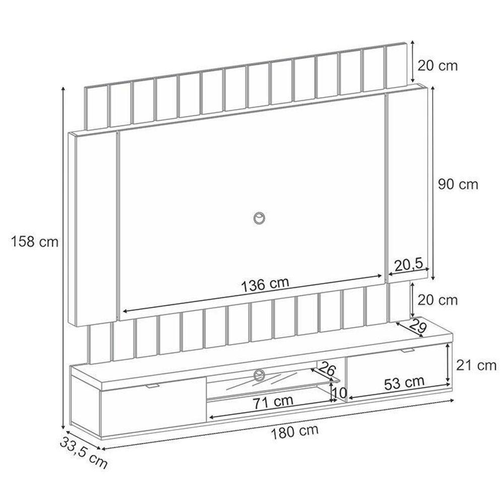Home Suspenso Illusion 1.8 Cinamomo Off White E Kit Mesa De Centro Sky Cinamomo- Hb Móveis - 3