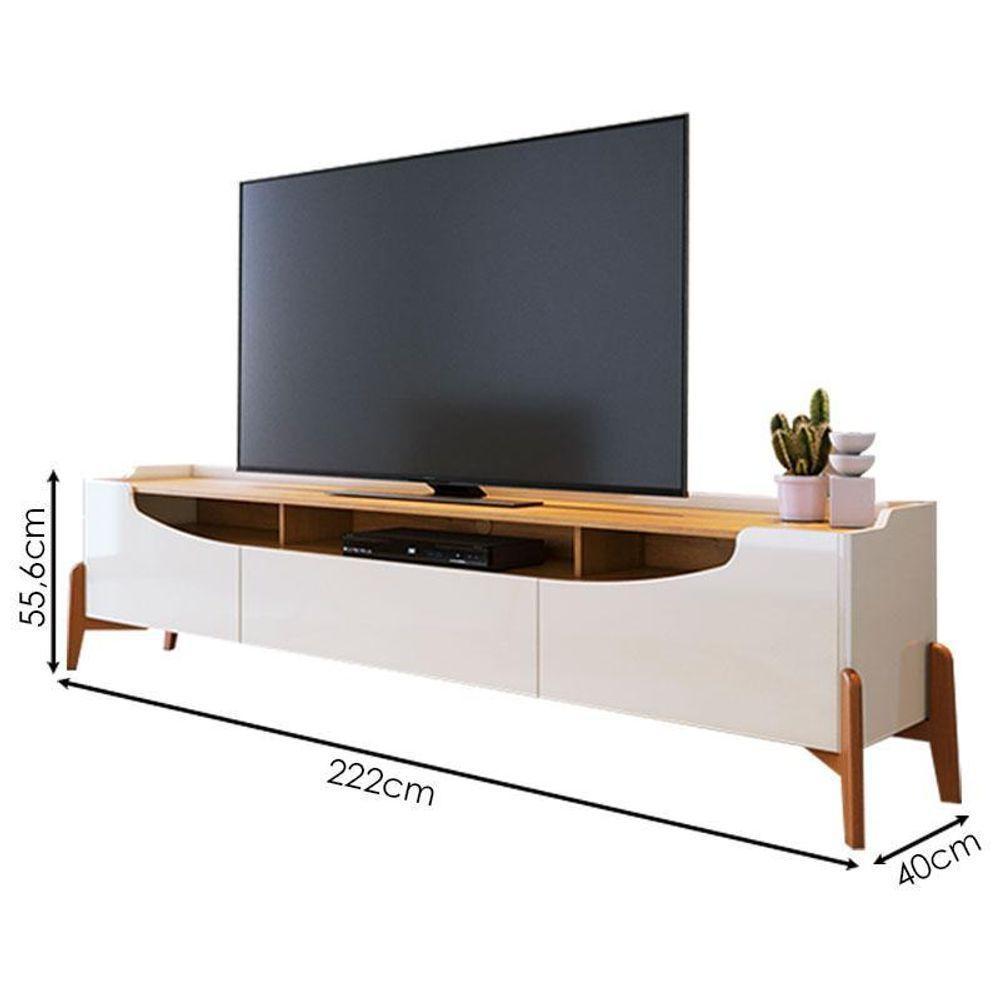 Rack Bancada Ambiente Studio Com Painel Para Tv Loft 2.2 Off White Nature - Imcal - 2