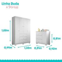 Quarto De Bebê Duda 4 Portas Com Berço Americano Lara Branco Brilho – Phoenix Baby - 3