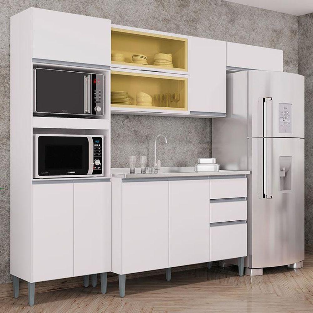 Cozinha Com Balcão De Pia Aline Branco - Poquema - 2