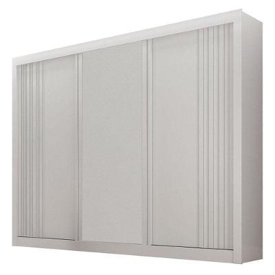 Guarda Roupa Casal Milano 3 Portas de Correr 4 Gavetas Branco MDF Leifer Móveis