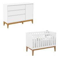 Berço Americano Unique E Cômoda Com Porta Nature Clean Branco Soft Eco Wood – Matic - 1