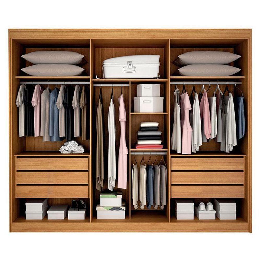 Guarda Roupa 6 Gavetas San Marino Premium Com 3 Espelhos Cinamomo – Leifer Móveis - 2