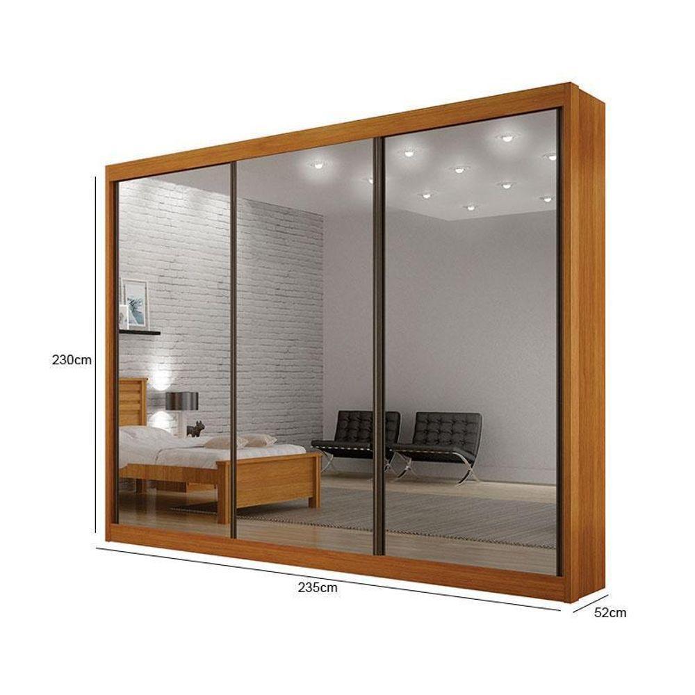 Guarda Roupa 6 Gavetas San Marino Premium Com 3 Espelhos Cinamomo – Leifer Móveis - 3