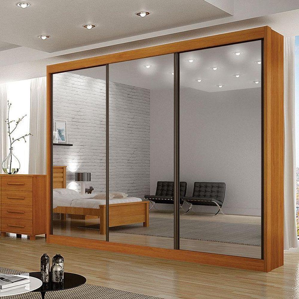 Guarda Roupa 6 Gavetas San Marino Premium Com 3 Espelhos Cinamomo – Leifer Móveis - 4