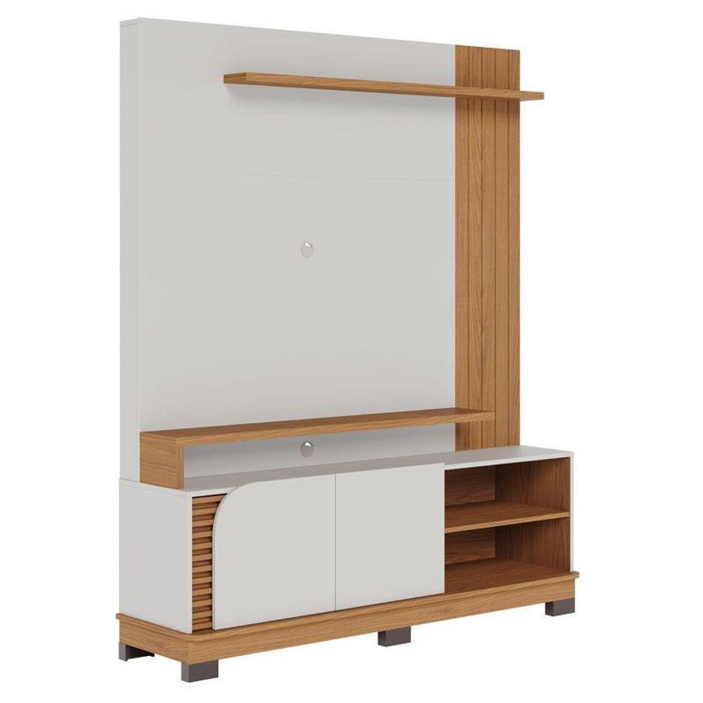 Estante Home Theater Jurerê 1.5 Off White Matte Freijó – Colibri - 1