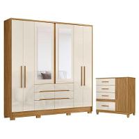 Guarda Roupa Casal San Francisco E Cômoda Vênus Freijó Off White Com Pés - Moval - 1