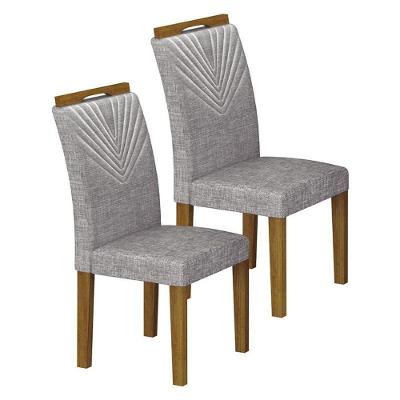 Cadeira Para Mesa De Jantar Stela Mdf Kit 2 Peças Freijó Linho Cinza – Leifer Móveis