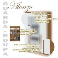 Guarda Roupa Solteiro Alonzo 4 Portas Amêndoa Clean Branco Com Espelho - Lopas - 2