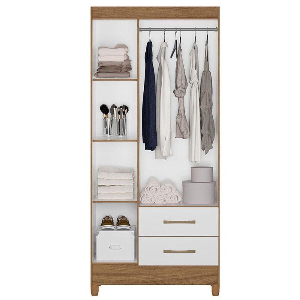 Guarda Roupa Solteiro Ambiente Lima 3 Portas Naturale Branco - Moval - 3