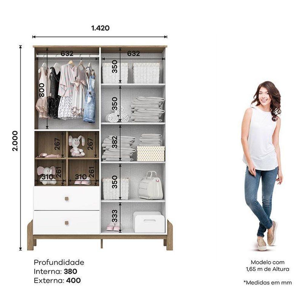 Guarda Roupa Infantil Ambiente Ternura 4 Portas Branco Jequitibá Hp - Henn - 3