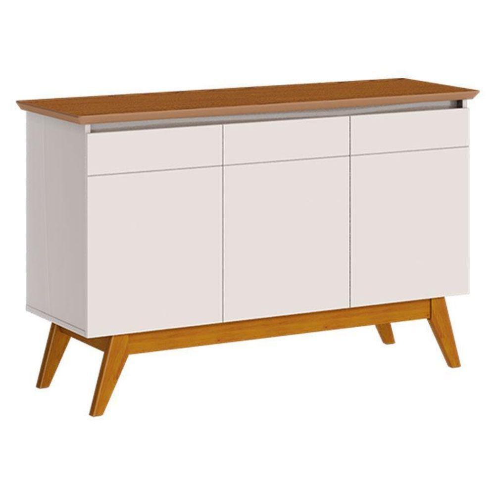 Aparador Para Sala Buffet Classic 3 Portas Off White Freijó - Imcal - 1