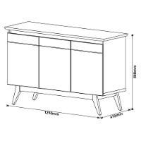 Aparador Para Sala Buffet Classic 3 Portas Off White Freijó - Imcal - 2