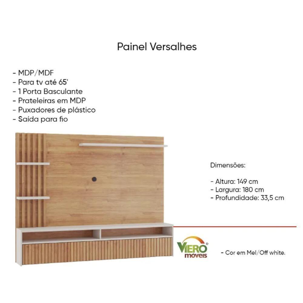 Painel Home Para Tv Até 65 Polegadas 1 Porta Versalhes Mel E Off 180cm - 4