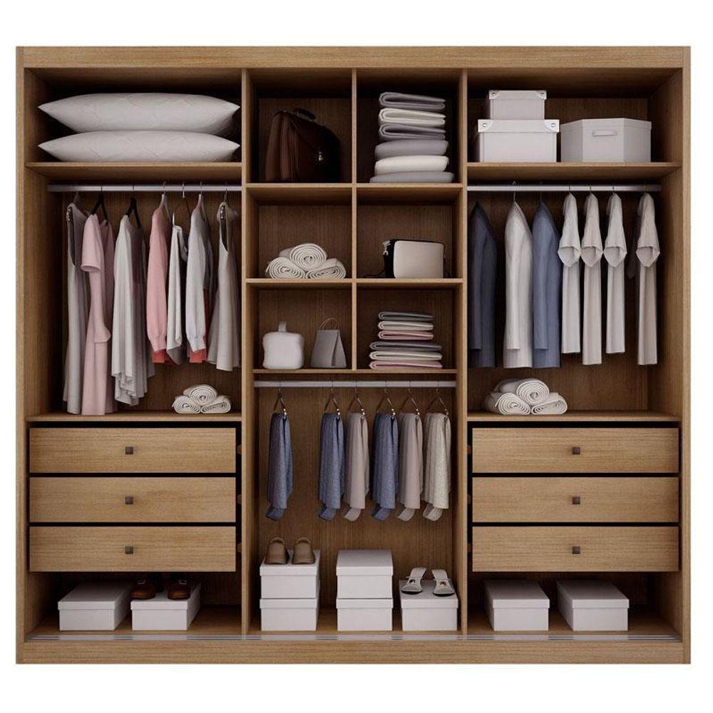 Guarda Roupa Casal Ambiente Palazzo 3 Portas 6 Gavetas Cumaru 25 Fendi Com Espelho – Novo Horizonte - 3