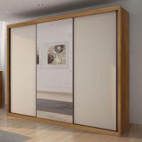 Guarda Roupa Casal Ambiente Palazzo 3 Portas 6 Gavetas Cumaru 25 Fendi Com Espelho – Novo Horizonte - 1