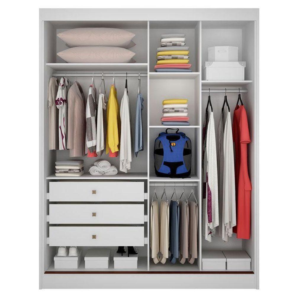 Guarda Roupa Solteiro Ambiente Dante 2 Portas Neve Com Espelho – Novo Horizonte - 2