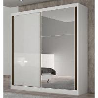 Guarda Roupa Solteiro Ambiente Dante 2 Portas Neve Com Espelho – Novo Horizonte - 1