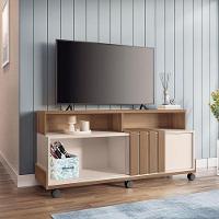 Rack Bancada Para Sala Graci 1.36 Castanho Off White – Hb Móveis - 6