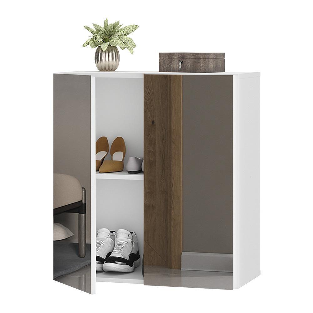 Sapateira 2 Portas Suspensa Com Espelho Nina Multimóveis V6011 Branca Branco - 1