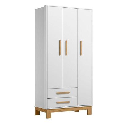 Guarda Roupa Infantil Solteiro Encanto Slim 4340 3 Portas 2 Gavetas Branco Acetinado
