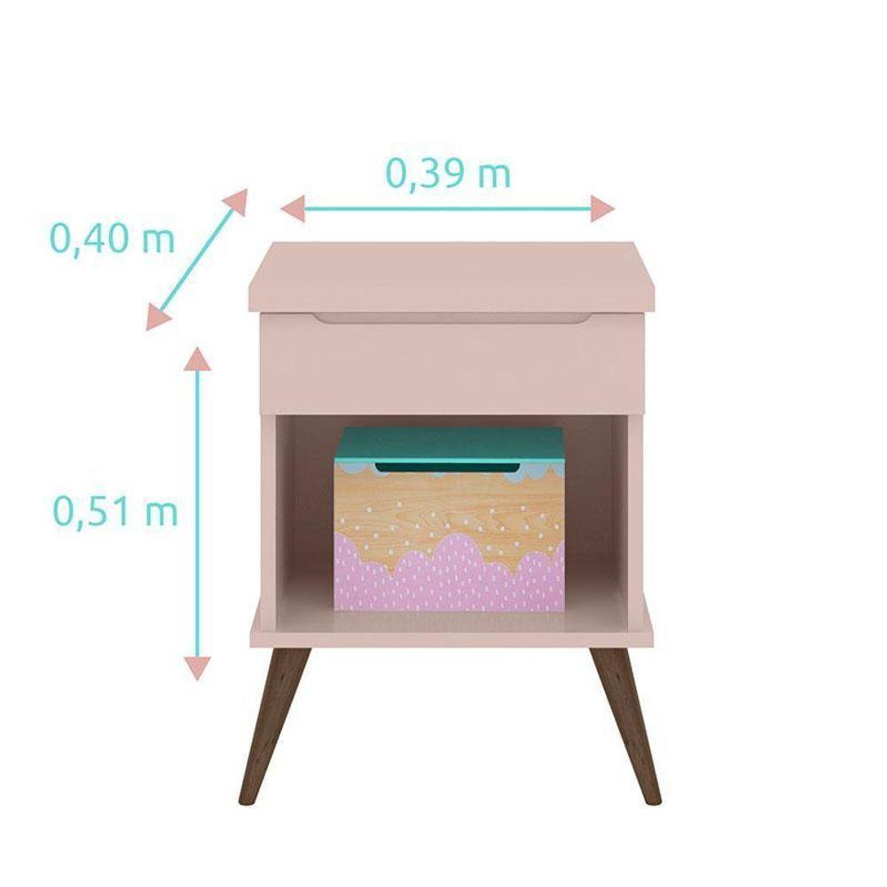 Cômoda Infantil Com Porta E Mesa De Apoio Alice Rosa Acetinado - Phoenix - 4
