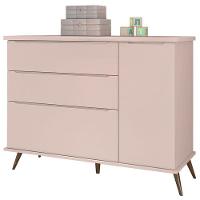 Cômoda Infantil Com Porta E Mesa De Apoio Alice Rosa Acetinado - Phoenix - 2