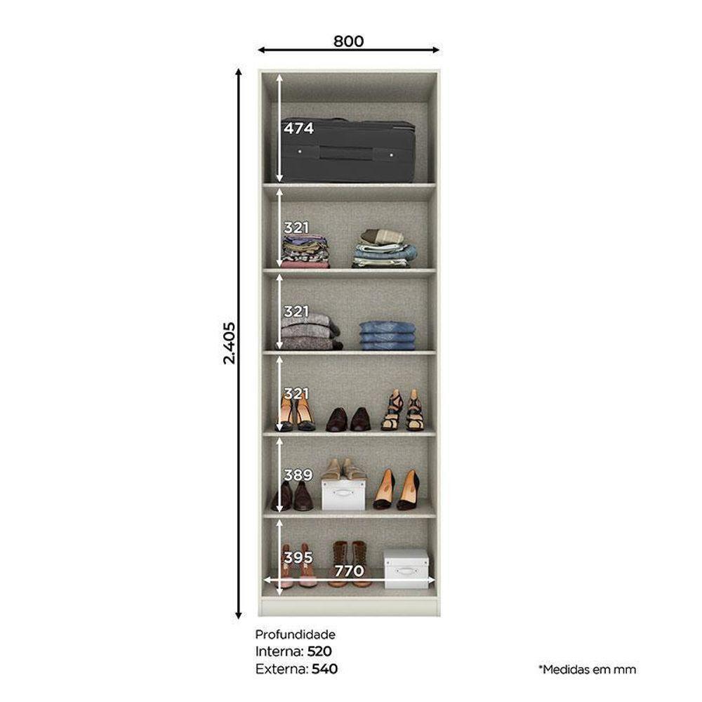 Armário 2 Portas Com Espelhos Predileto Areia - Henn - 2