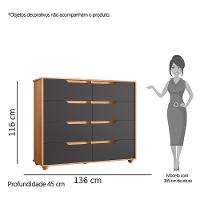 Cômoda Doble 8 Gavetas Freijó/titanium - Móveis Albatroz Freijó/titanium - 5