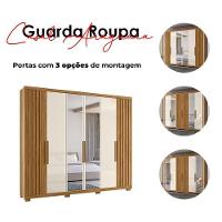 Guarda Roupa Casal Araguaia E Cômoda Vênus Freijó Off White Com Espelho - Moval - 8