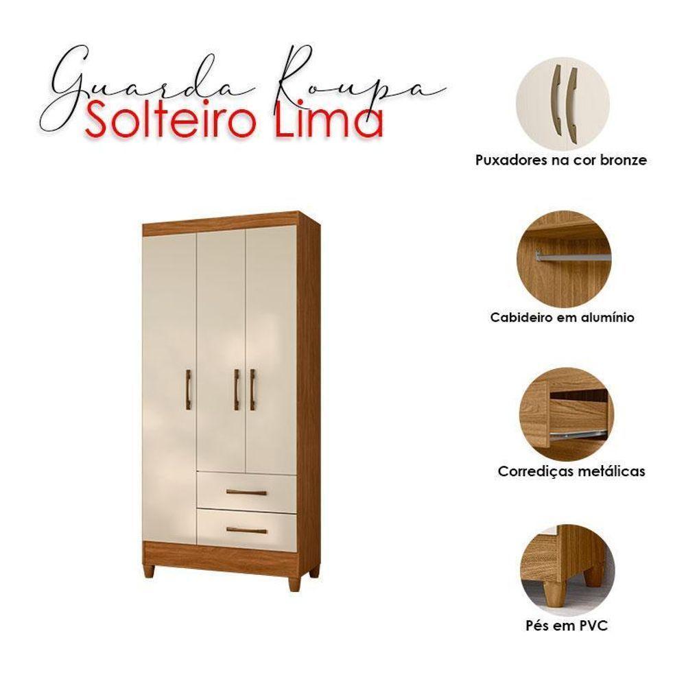 Guarda Roupa Solteiro Lima E Cômoda Ms913 Freijó Off White – Moval - 3