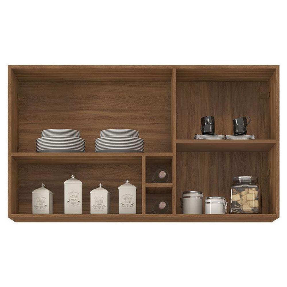 Armário Aéreo Para Cozinha Firenze Nicho 2 Portas Amêndola Touch Nude Prime Tx - Demóbile - 2