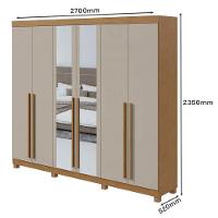 Guarda Roupa Casal Ambiente Bertha 6 Portas Amêndoa Clean Off White Com Pés E Espelho - Lopas - 2
