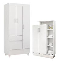 Guarda Roupa Infantil Wind E Armário Multiuso Elite Branco Brilho - Demóbile - 1