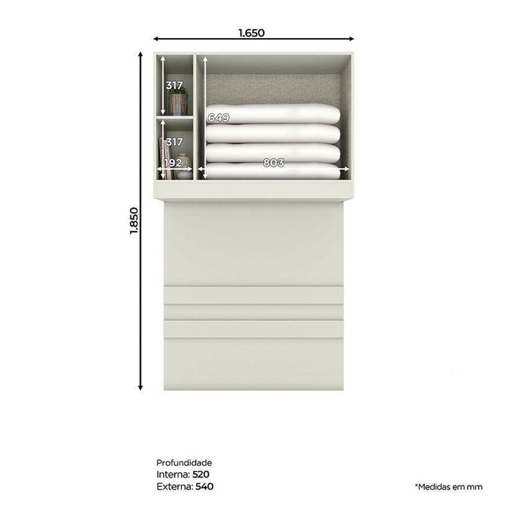 Armário Ponte Solteiro 2 Portas Predileto Areia - Henn - 2
