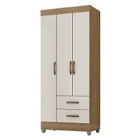 Guarda Roupa Solteiro 3 Portas E Cômoda 4 Gavetas Lite Nature Off White – Móveis Leão - 2