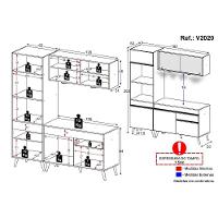 Armário De Cozinha Compacta 182cm Com Leds Veneza Up Multimóveis V2020 Preto/dourado Preto/dourado - 5