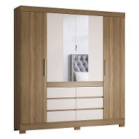 Cômoda Montevidéu E Guarda Roupa Casal Cádis Amêndola Off White - Demóbile