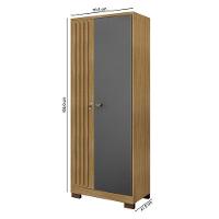 Guarda Roupa Casal Imperial E Cômoda Madri Com Armário Multiuso Versatile Carvalho Americano Grafite – Incorplac - 3