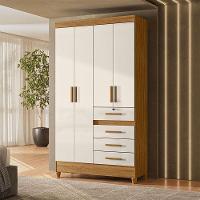 Guarda Roupa Solteiro Sobral 4 Portas Freijó Off White - Moval - 5