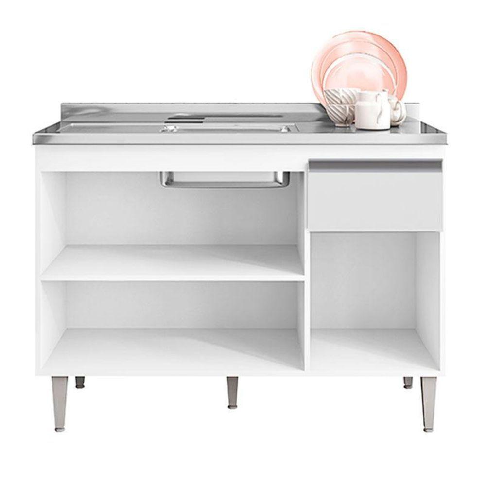 Cozinha Ambiente Vanessa E Balcão De Pia Tatiane 120 Cm Branco Brilho - Ajl - 4