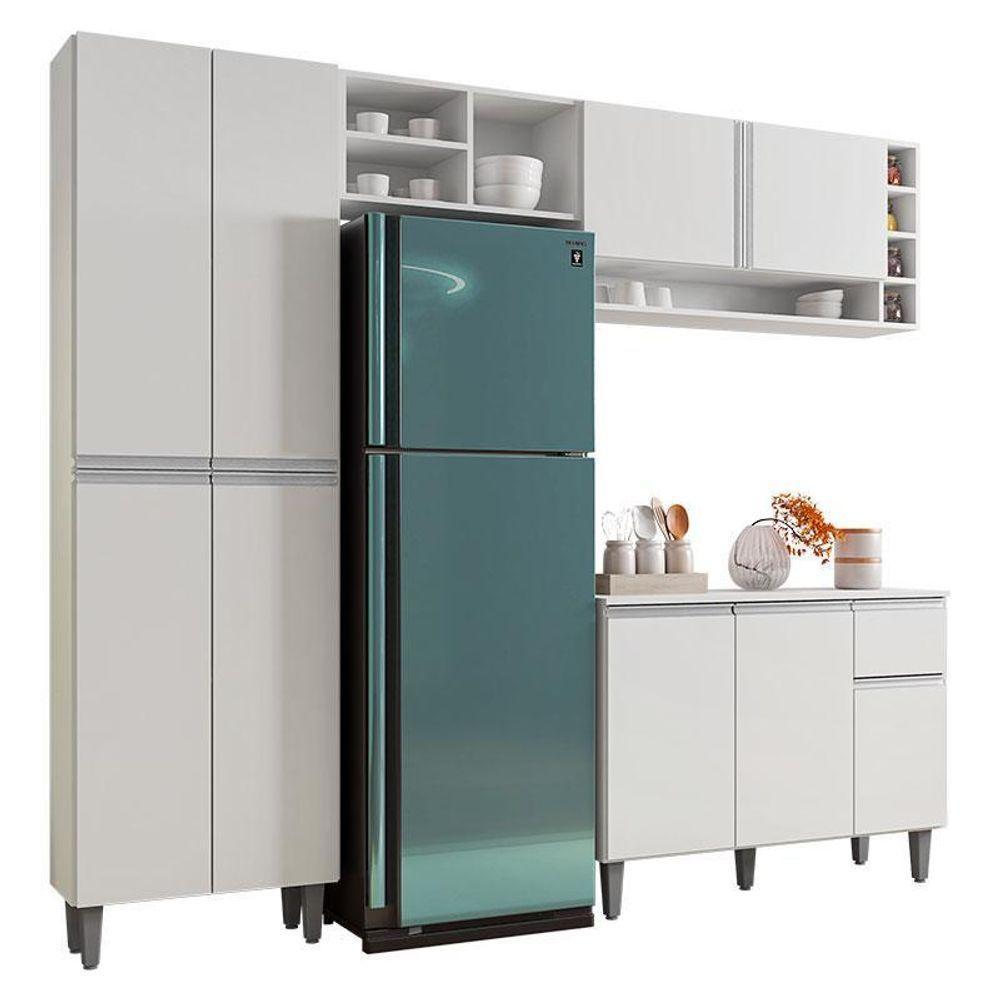 Cozinha Ambiente Vanessa E Balcão De Pia Tatiane 120 Cm Branco Brilho - Ajl - 5