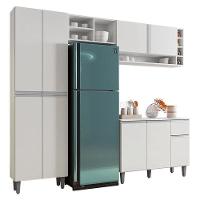 Cozinha Ambiente Vanessa E Balcão De Pia Tatiane 120 Cm Branco Brilho - Ajl - 5