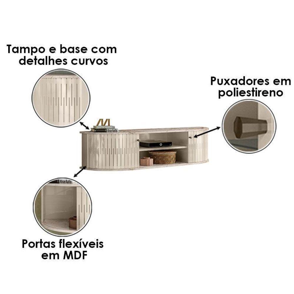 Rack Bancada Suspensa Modena Com Mesa De Centro Indianápolis Calacata Off White – Madetec - 6