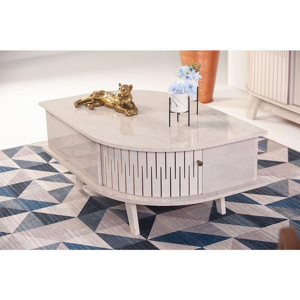 Rack Bancada Suspensa Modena Com Mesa De Centro Indianápolis Calacata Off White – Madetec - 9