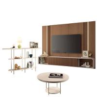 Home Suspenso Empire Castanho Off White E Aparador Infinity E Mesa De Centro Sky Off White- Hb Móveis - 1