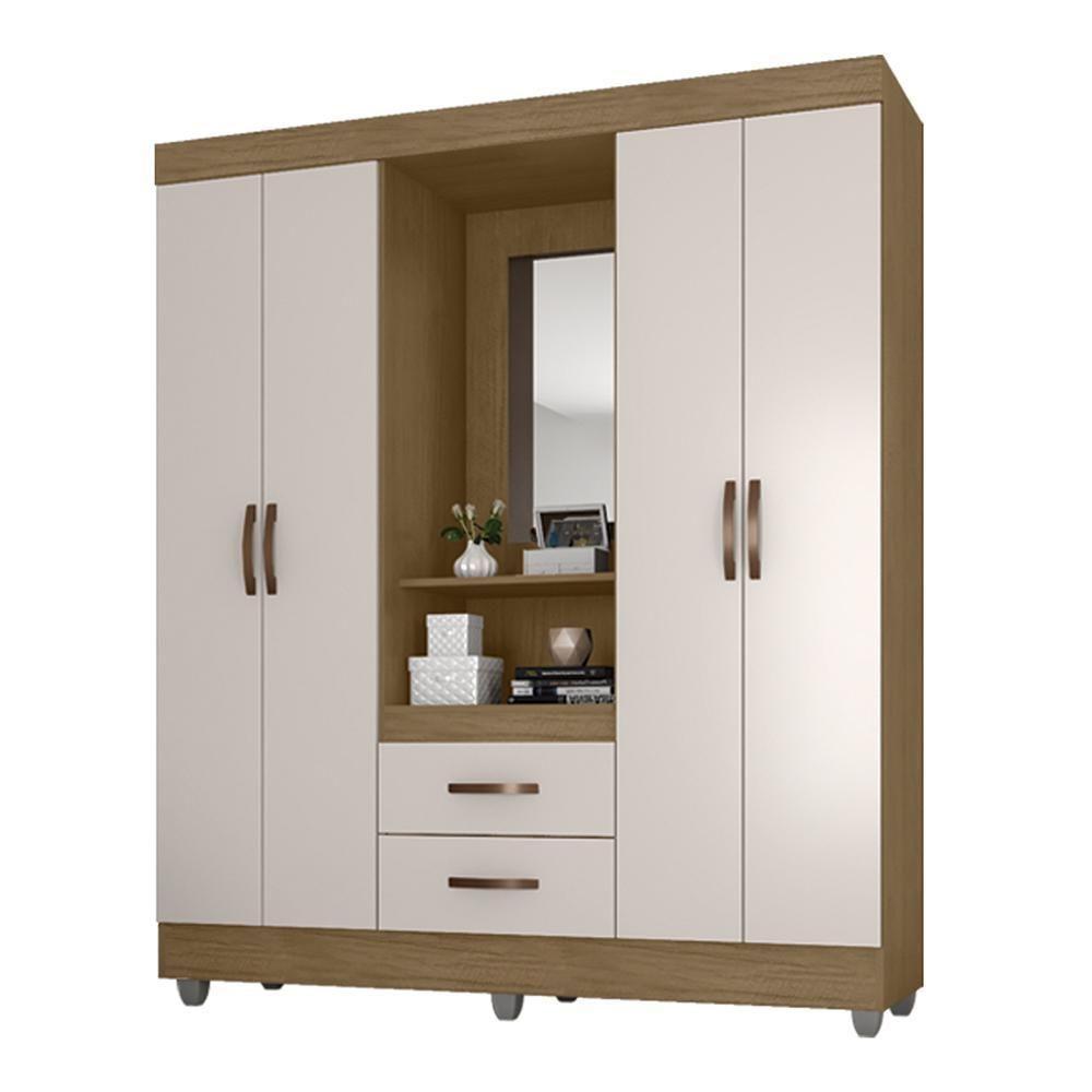 Guarda Roupa Casal Capela E Cômoda 4 Gavetas 2 Portas Lite Nature Off White – Móveis Leão - 2
