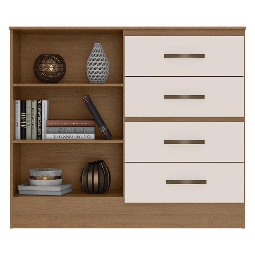 Guarda Roupa Casal Capela E Cômoda 4 Gavetas 2 Portas Lite Nature Off White – Móveis Leão - 7
